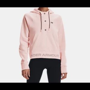 Under Armour Womens Size M Pink Rival Fleece Mesh Hoodie